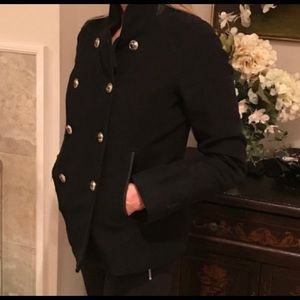 Tory Burch Coat with Leather Trim